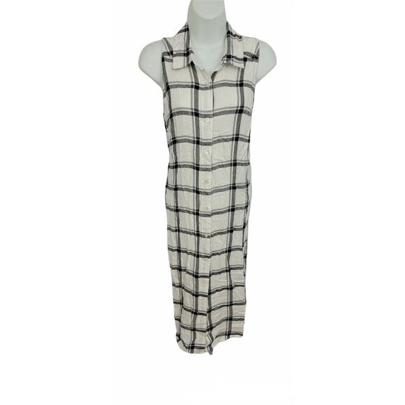 Mudpie Black and White Sleeveless Plaid Shirt Dress Size S - Picture 1 of 11
